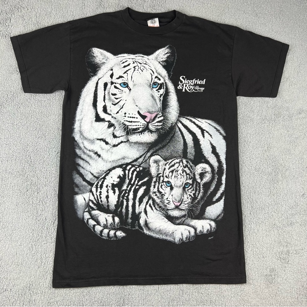 Vintage Siegfried & Roy Shirt Adult One Size XL Black Mirage Las Vegas Tigers